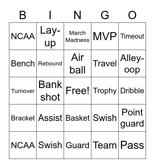 Basketball Bingo Card