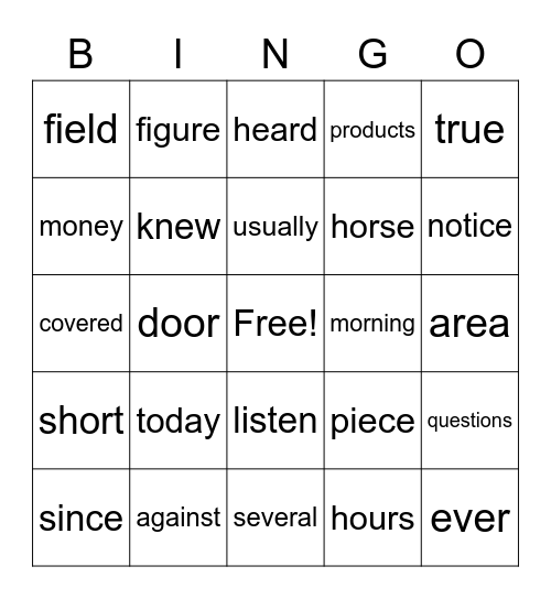Unit 8 Bingo Card