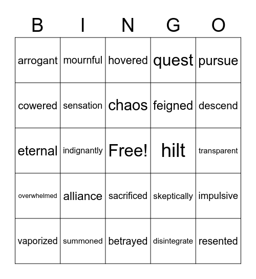 Percy Jackson Bingo Card