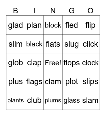 L Blends Bingo Card