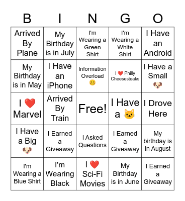 Summer Associates Bingo Card