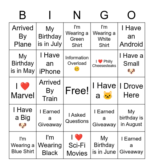 Summer Associates Bingo Card