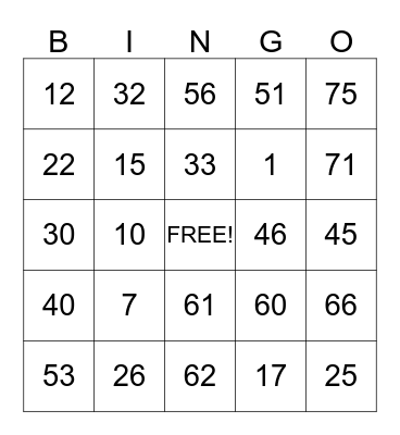 BGCSAC  Bingo Card