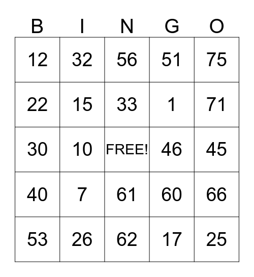 BGCSAC  Bingo Card