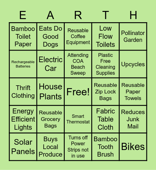 Earth Day Bingo! Bingo Card