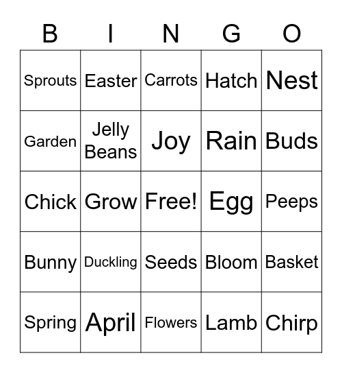 Easter/Spring BINGO Card