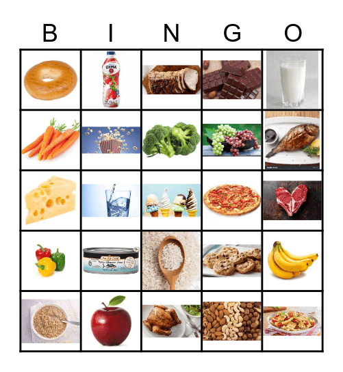 Healthy and unhealthy food. Bingo Card