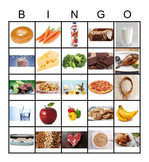 Healthy and unhealthy food. Bingo Card