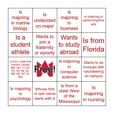 FSC Honors Program: find someone who... Bingo Card