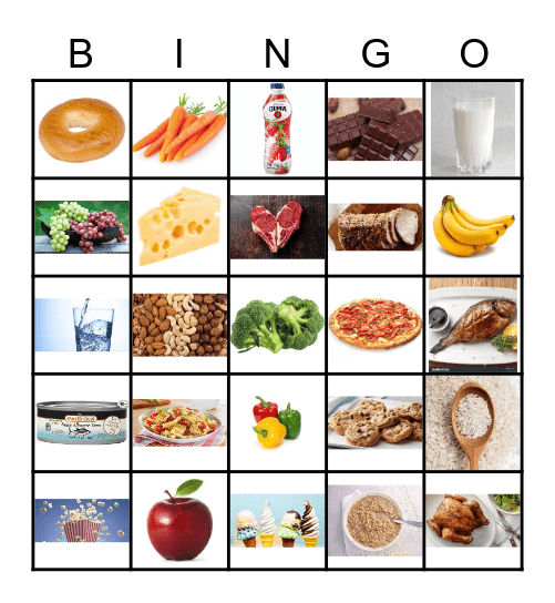 Healthy and unhealthy food. Bingo Card