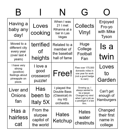 Wheel Commercial Team Bingo Card