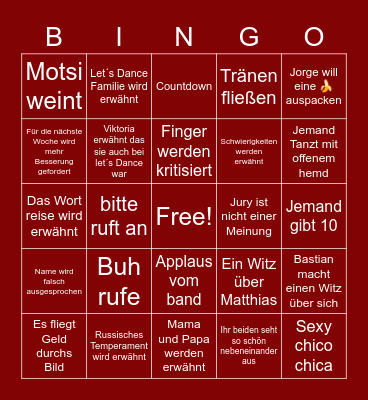 Letˋs Dance Bingo 2022 Bingo Card