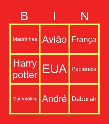 Chá de Viagem D&A Bingo Card