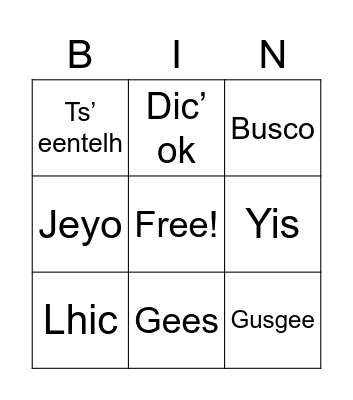 Nadut' en Animals Bingo Card