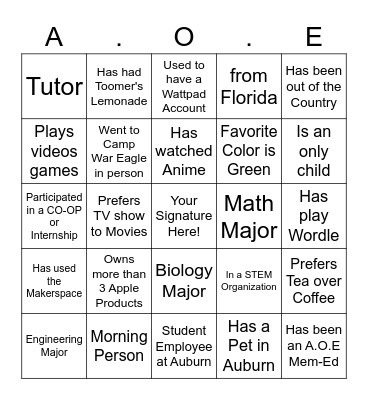 Ice Breaker Bingo Card