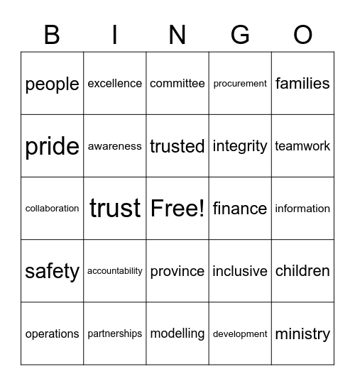 FCSD Public Service Week Bingo Card