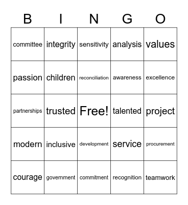 FCSD Public Service Week Bingo Card