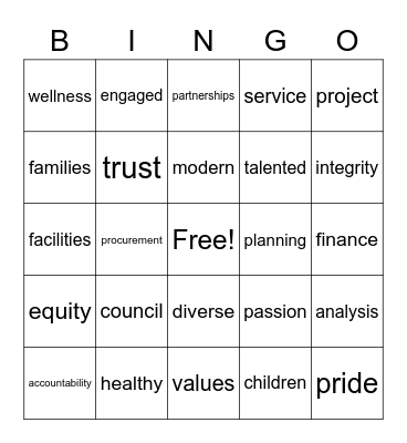FCSD Public Service Week Bingo Card