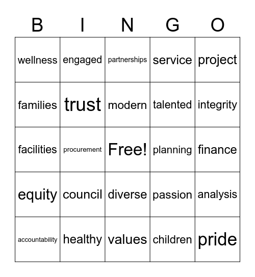 FCSD Public Service Week Bingo Card