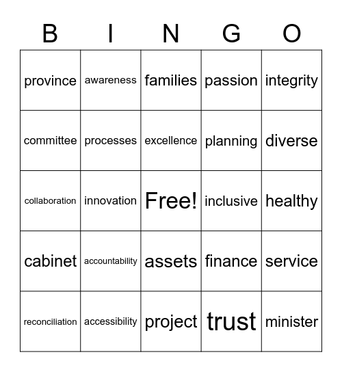 FCSD Public Service Week Bingo Card