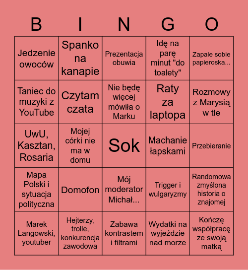 Ela Gawin Live-e Bingo Card