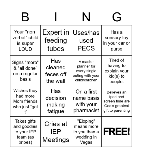 EMBRACE Bingo Card