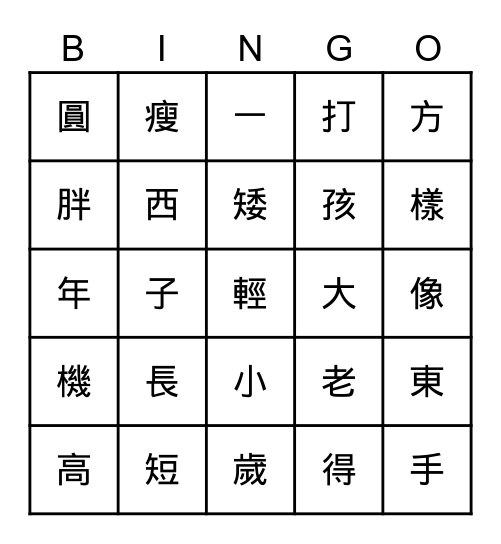 2T-L1 Bingo Card