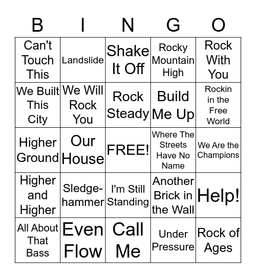 Name That Foundation Song Bingo Card