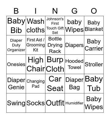 BABY SHOWER GIFTS Bingo Card
