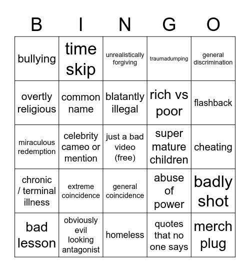 dhar type vids bingo Card