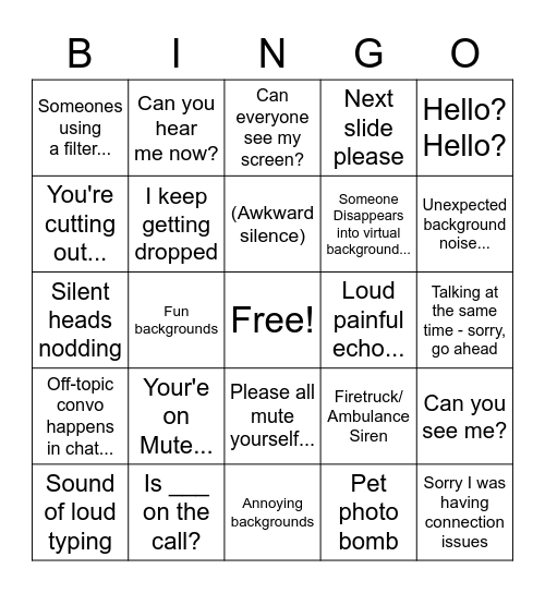 All Hands Bingo Card