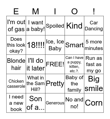 Birthday Bingo! Bingo Card