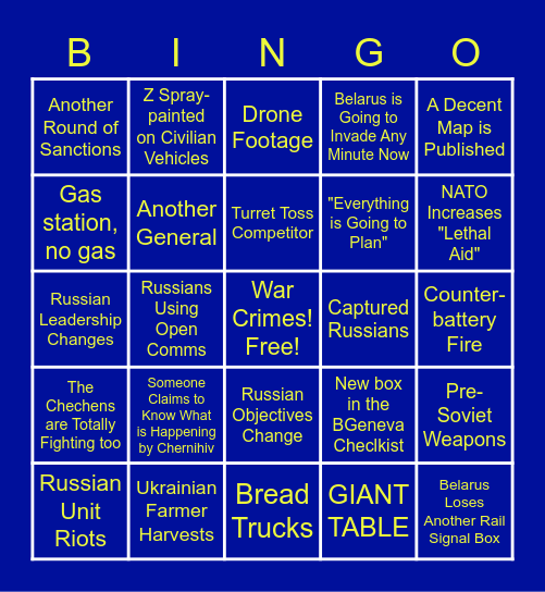 Special Bingo Operation Bingo Card