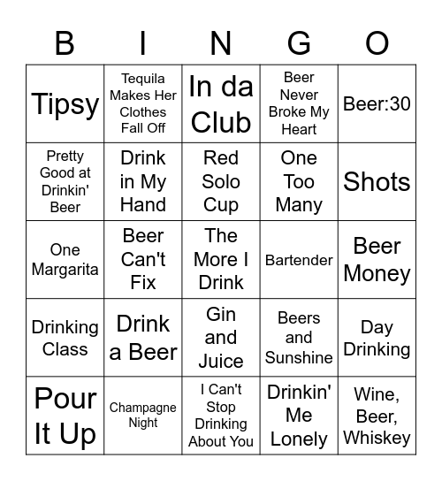 Drinking songs Bingo Card