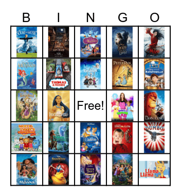 TV and Movie Bingo Card