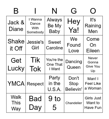 Sing Along Bingo Card