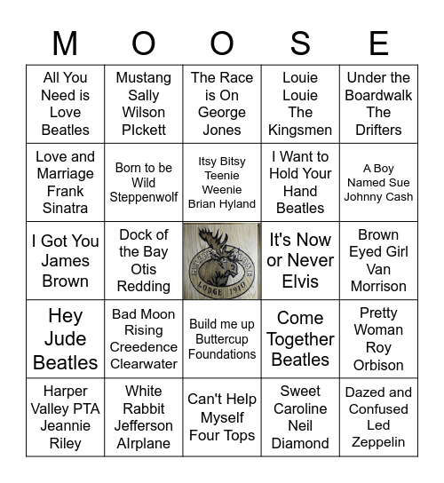 60s Music Bingo Card