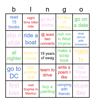 19th year of earth Bingo Card
