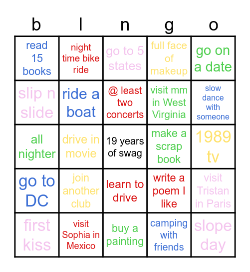 19th year of earth Bingo Card