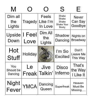 Disco!!! Bingo Card