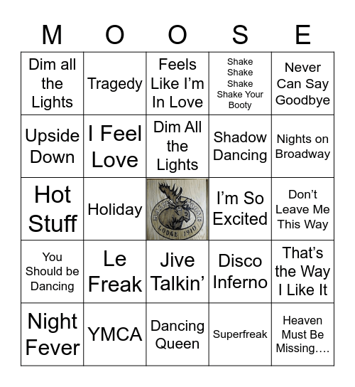 Disco!!! Bingo Card