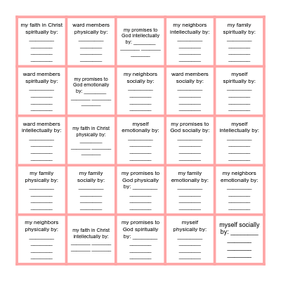 I can strengthen... Bingo Card