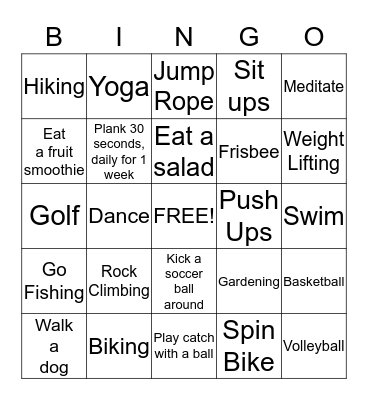 ENERGYLOGIC FITNESS Bingo Card