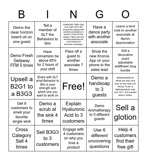 Team #1538 Sellers Bingo Card