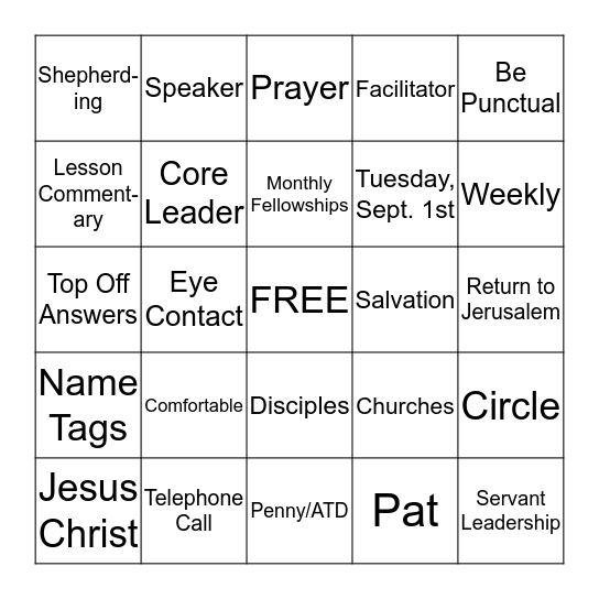 CBS Training Bingo Card