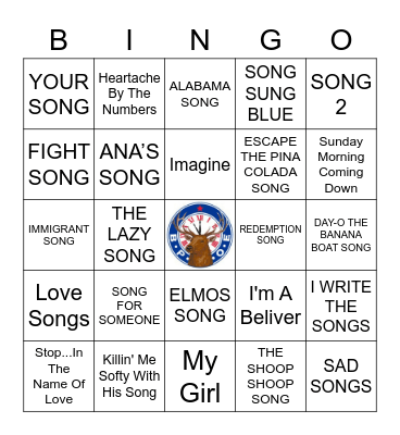 Elks Lodge 2165 Bingo Card