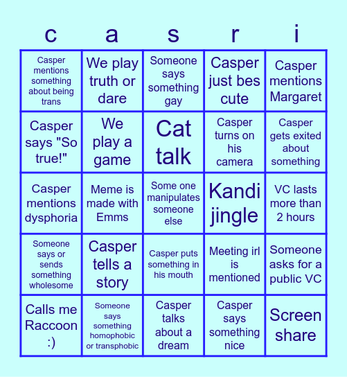 Casper VC Bingo Card