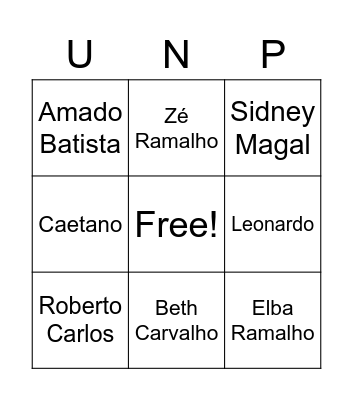 Bingo  Musical Bingo Card