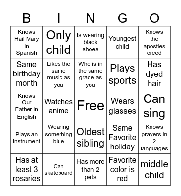 Find someone who… Bingo Card