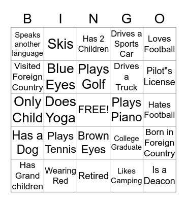 Stephen Ministers Bingo Card